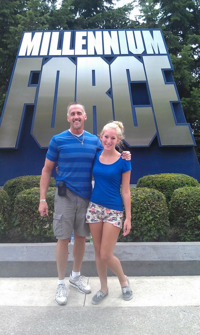Dan and his daughter, Annika conquered the Millennium Force on their roller coaster adventure in August 2012